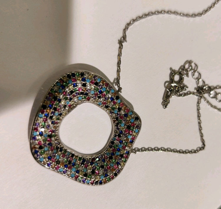 Billede af Sølv halskæde med zirkoner