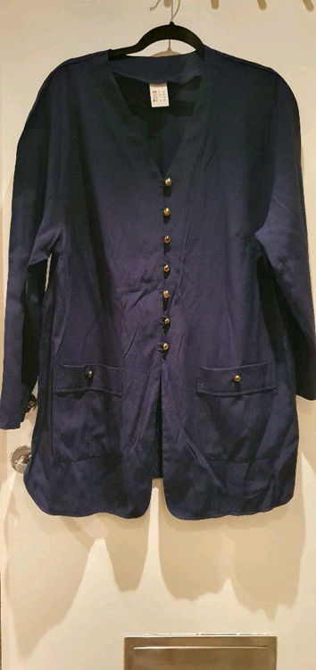 Billede af Vintage mørkeblå blazer skjorte, str 44