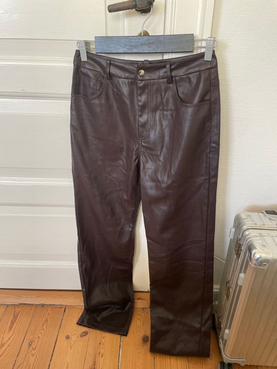 Billede af Bordeaux læder look bukser