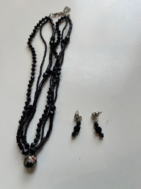 Billede af Smykke sæt sorte perler