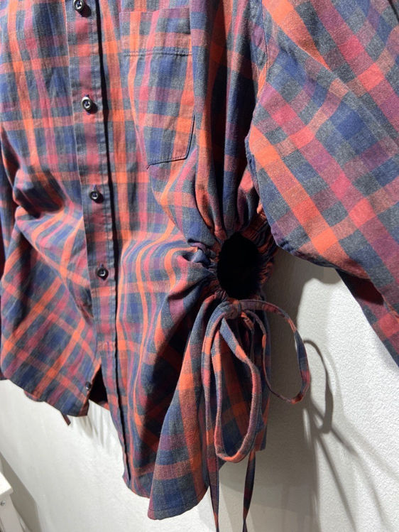 Billede af KH Upcycled skjorte langærmet mørkerød ternet