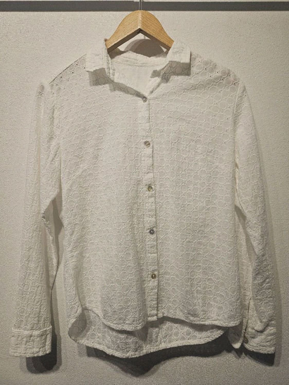 Billede af Vintage broderet skjorte m.perlemor knapper