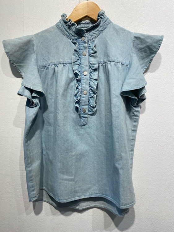 Billede af Neo Noir denim bluse med flæser