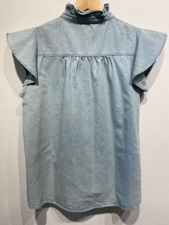 Billede af Neo Noir denim bluse med flæser