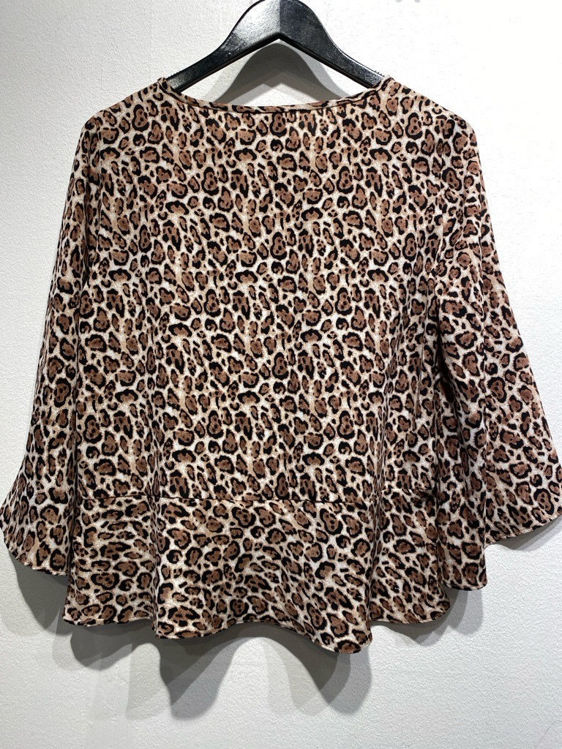 Billede af InWear leopardplettet bluse med trompet ærmer 