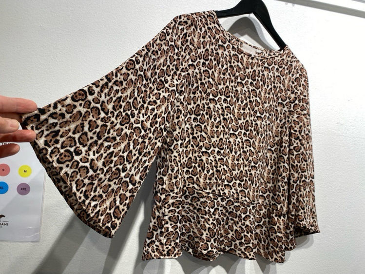 Billede af InWear leopardplettet bluse med trompet ærmer 