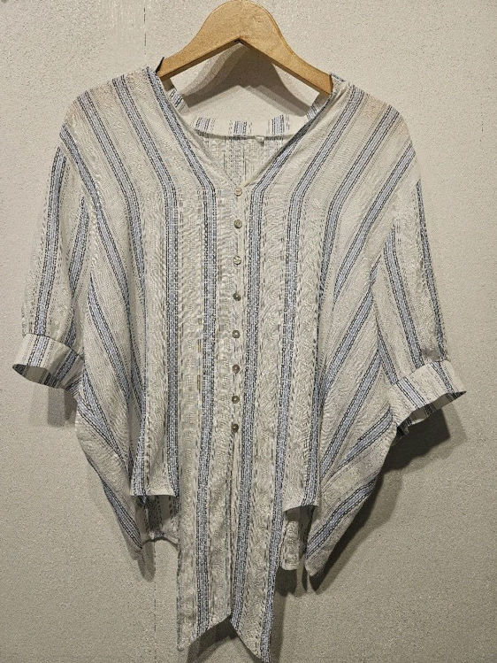 Billede af Vintage flot stribet skjorte m.marmor knapper