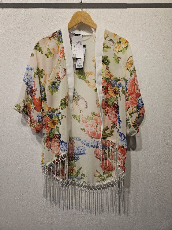 Billede af Flot blomstret kimono m.frynser